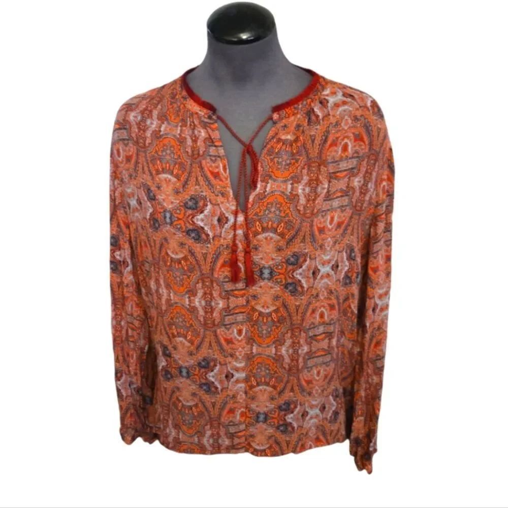 EC LUCKY BRAND BOHO PAISLEY BLOUSE SZ.M